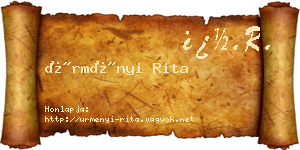 Ürményi Rita névjegykártya